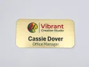 Printed brushed gold metal name tag