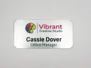 Printed brushed silver metal name tag